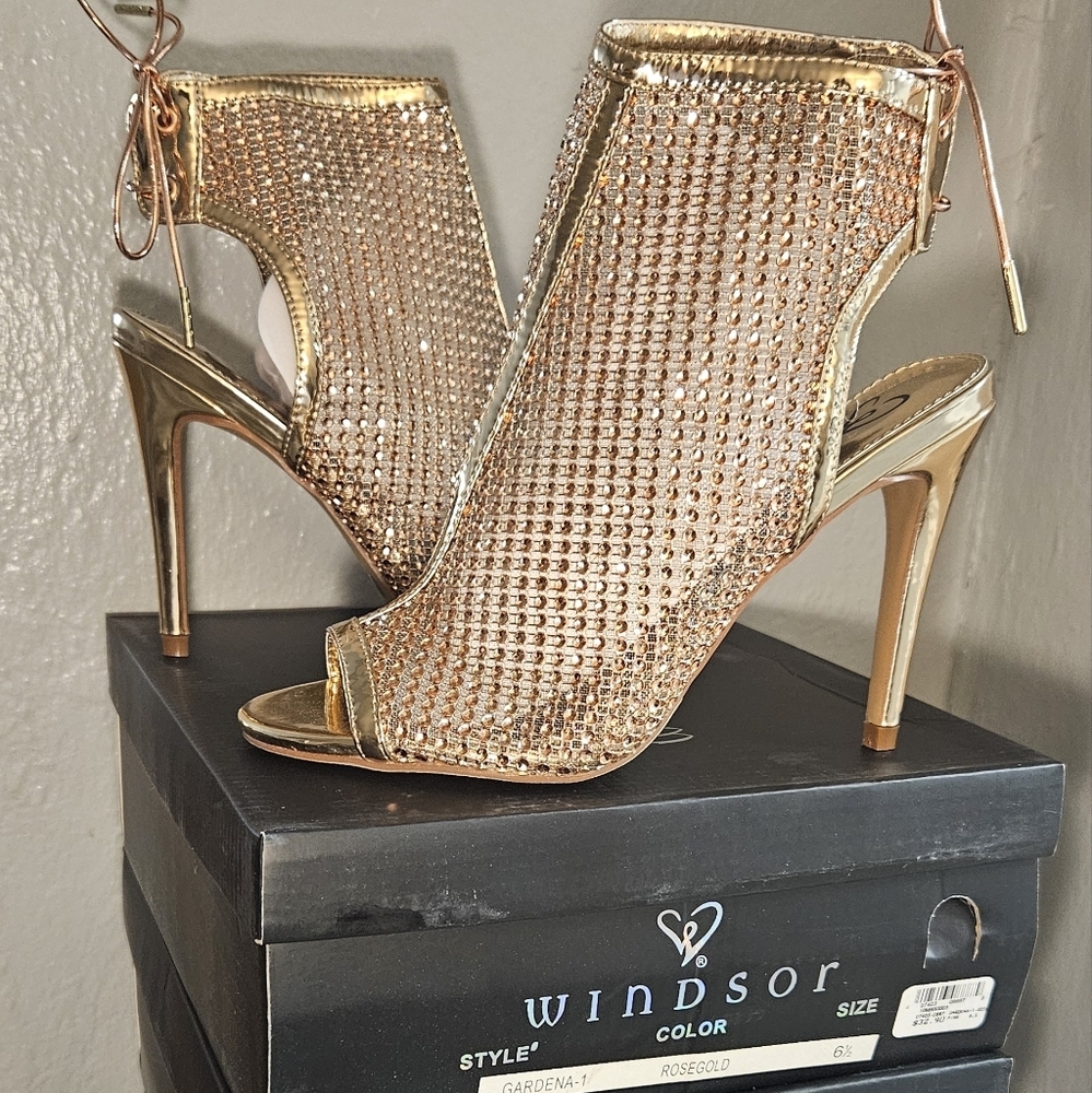 Windsor Rose Gold Rhinestone Booties - Picture 4 of 4